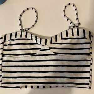 Abercrombie Black and White Stripped Tankini Top